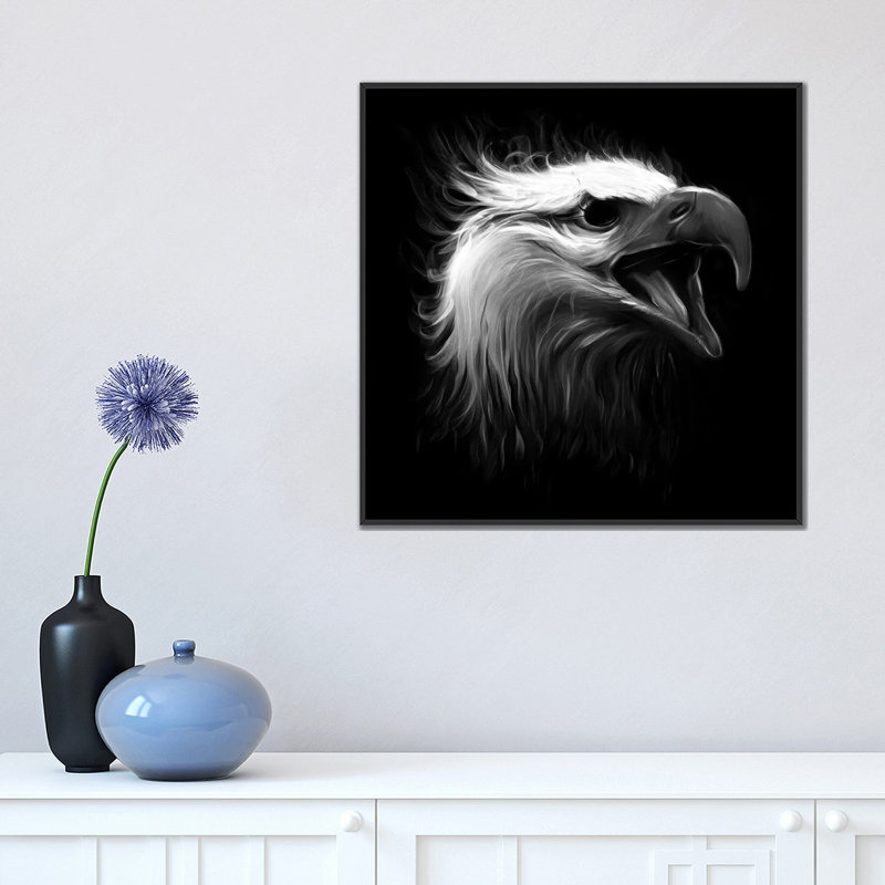 «Eagle Eye», impression sur toile tendue, H 18 po x l 18 po x P 1,5 po, Toile encadrée noire, Pas de tapis