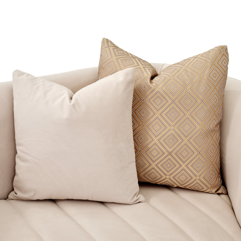 Ariana 83'' Velvet Round Arm Loveseat, Beige, 31" H x 83" W x 35" D