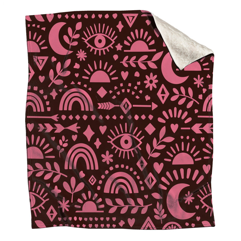 Pink Boho Motif Blankets, 50in W x 60in H
