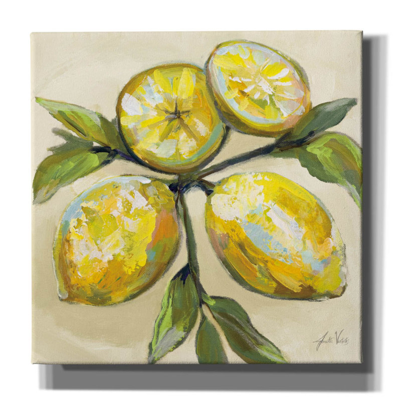"Epic Graffiti" Lemons On Cream "par Jeanette Vertentes, art mural sur toile, H 12 po x l 12 po x P 0,75 po