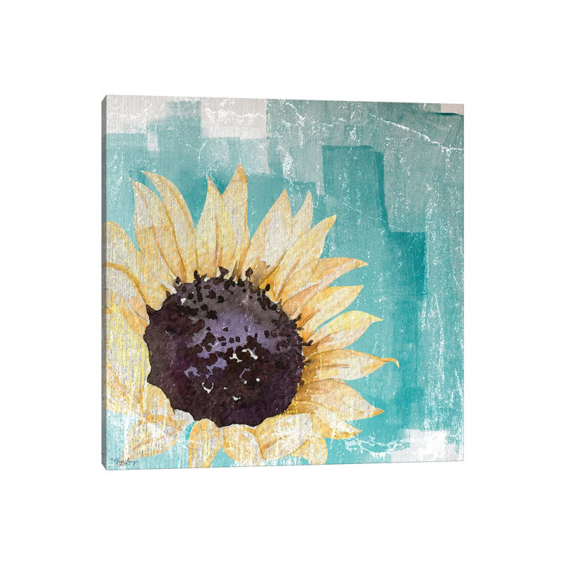 " Sunflower Teal " by Gigi Louise, 12" H x 12" W x 0.75" D