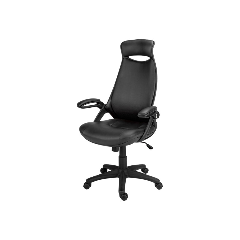 Ergonomic Office Desk Chair - Adjustable, 360 Swivel, , Black Leather-Like Height Adjustable Swivel Ergonomic, Upholstery