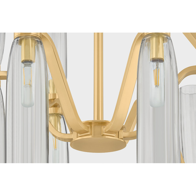 Harpswell Chandelier in Aged Brass, 28.25" H x 43" W x 43" D, 18 Lights