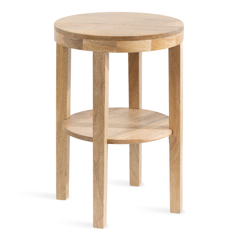 Solid Wood End Table, Natural Wood