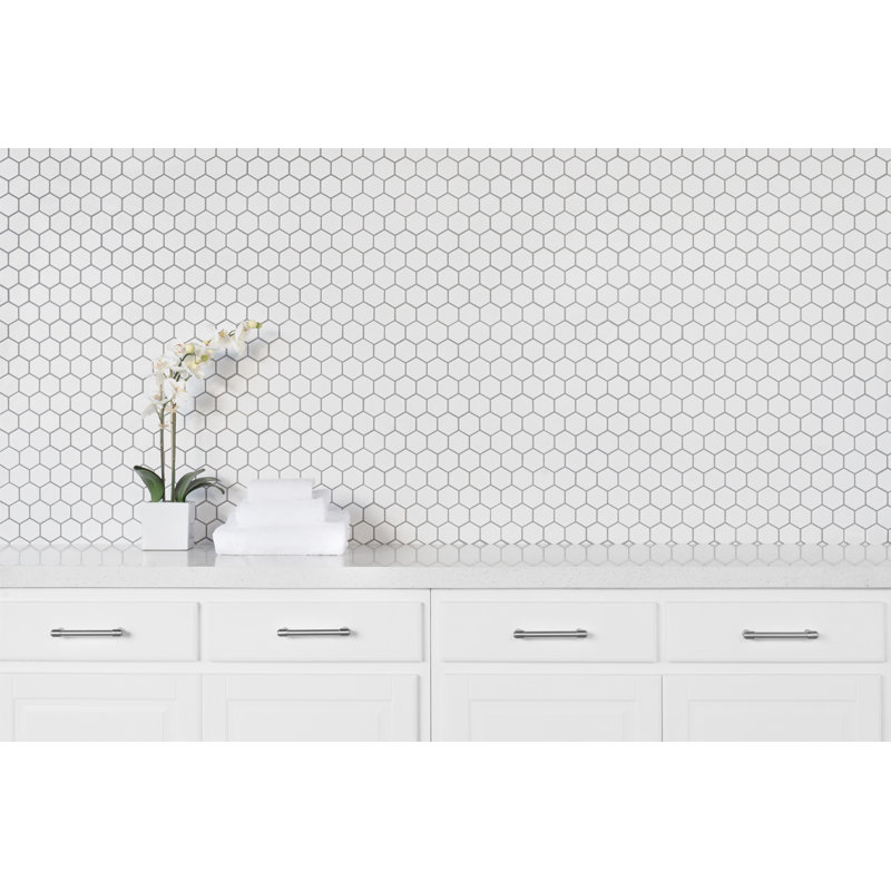 Le Cafe Hex 2" x 2" Porcelain Mosaic Wall & Floor Tile, White