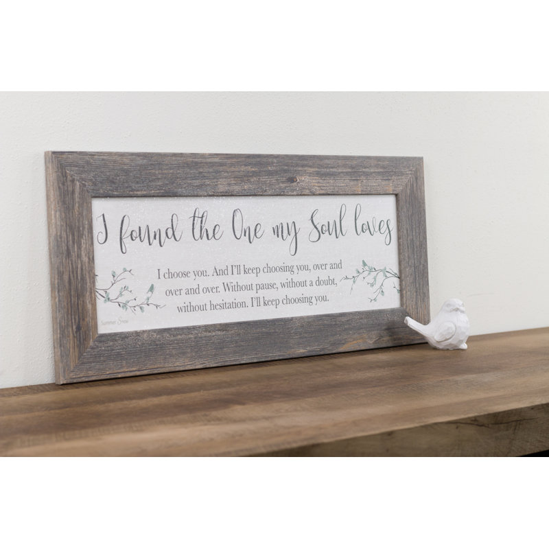 «I Found the One», reproduction d'art textuel sur papier encadré