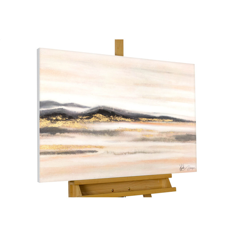 Hand -painted golden steppe acrylic painting