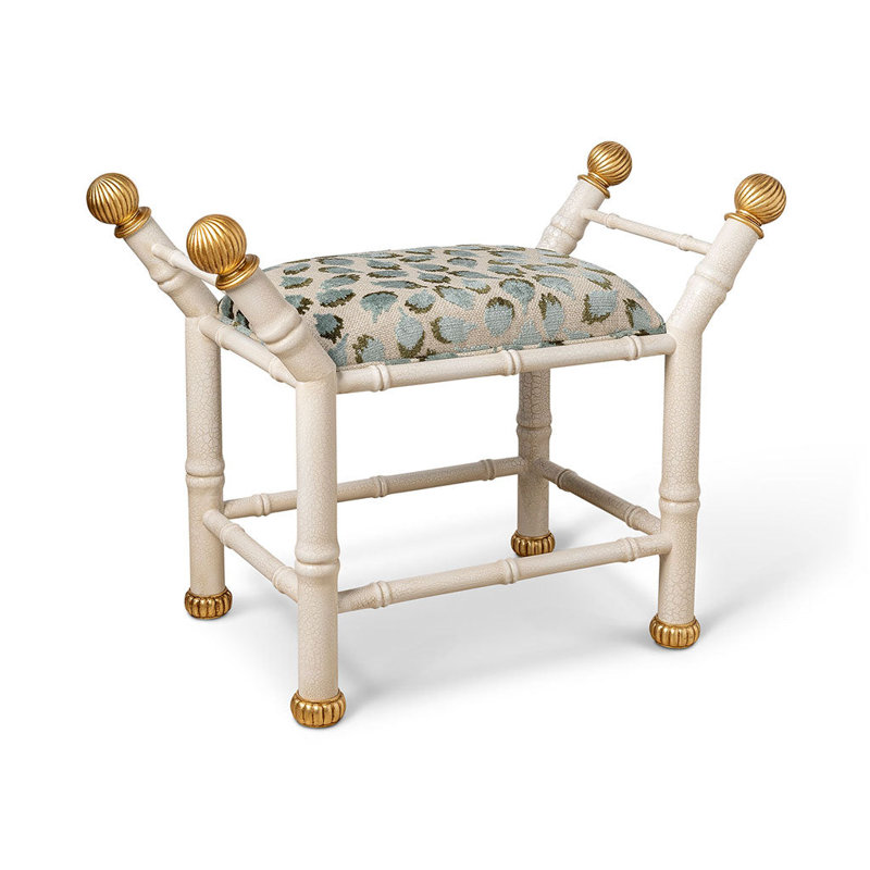 Boca Ocelot Bench, White, Celadon