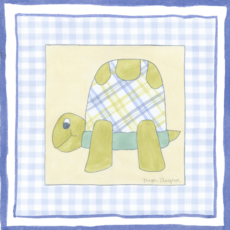 Turtle With Plaid (PP) III by Megan Meagher - Wrapped Canvas Art Prints, 91cm H x 91cm W x 3.8cm D
