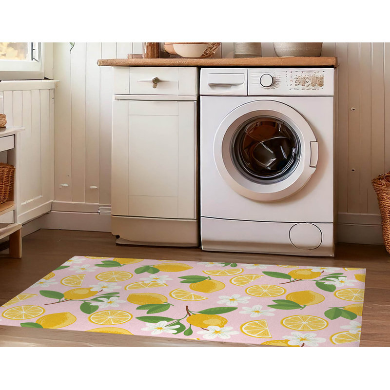 Tapis de lessive léger et antidérapant Lemmie, 25 "L x 4 "H, Pink Floral