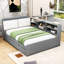 Lit plateforme en bois avec tête de lit tapissier, rangement intégré et lit gigogne simple-3941229-3941231
