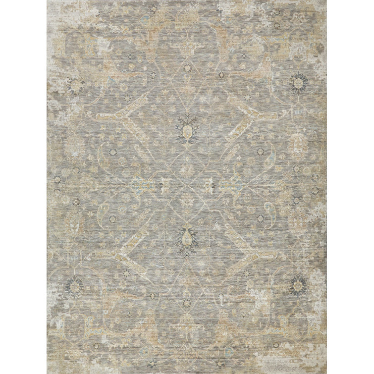 Artisan Power Loomed Wool/Nylon Oriental Area Rug in Gray/Camel/Beige