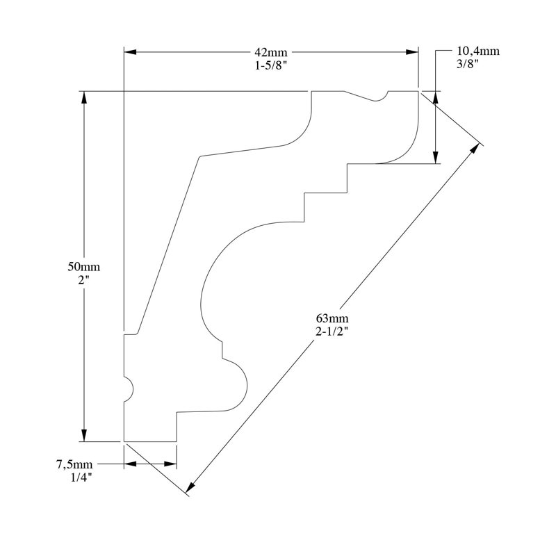 Polyuréthane haute densité, blanc apprêté H 2 po x l 78 po x P 1 9/16 po