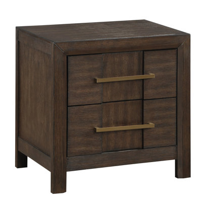 Modern Style 2-Drawer Nightstand Made with Wood in Walnut