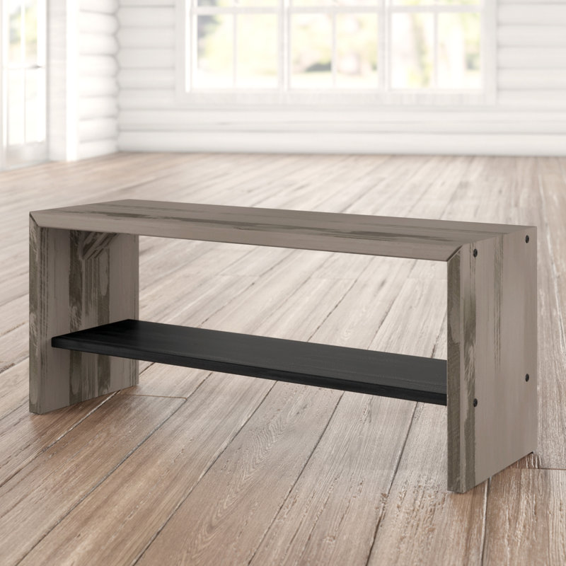 Banc de rangement en bois massif Earby, Gris