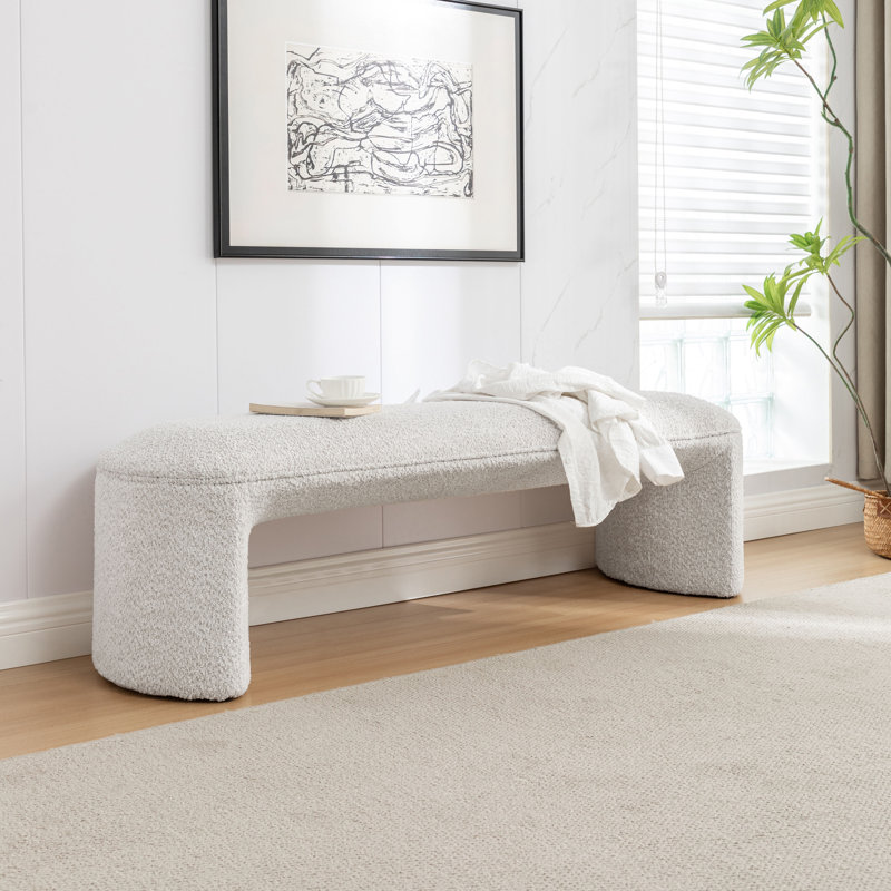 Chiara Arched Fabric Bench, Beige