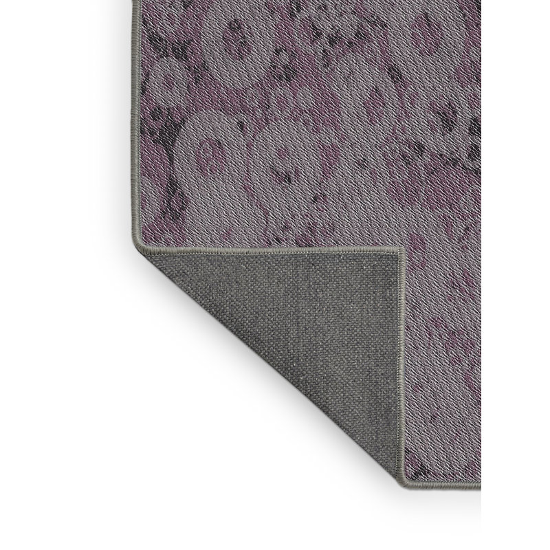Rose abstrait/Tapis décoratif noir, Rectangle 8 pi x 12 pi
