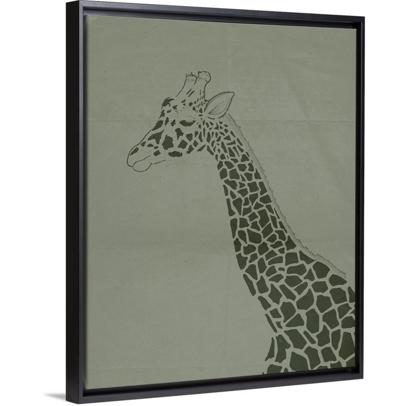 Décoration murale pour enfants giraffe ii, H 20 po x l 16 po x P 1,2 o, Cadre pour toile flottant noir
