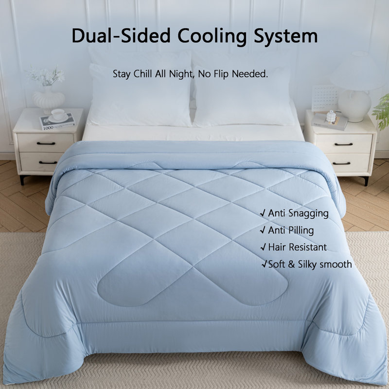Édredon à double face rafraîchissant pour les dormeurs chauds, Bleu, Très grand lit