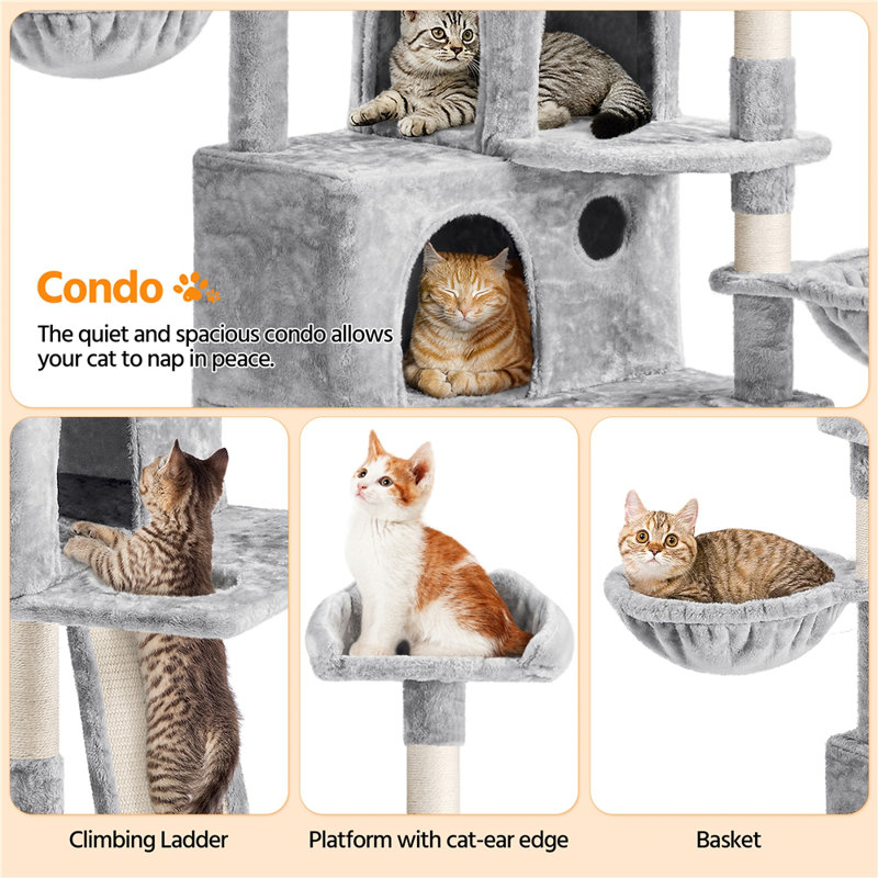 192cm H Cat Tree, Light Grey