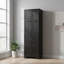 Armoire de rangement 72,4 "de haut noir avec 8 portes, 4 tablettes, panneau de fibres à densité moyenne