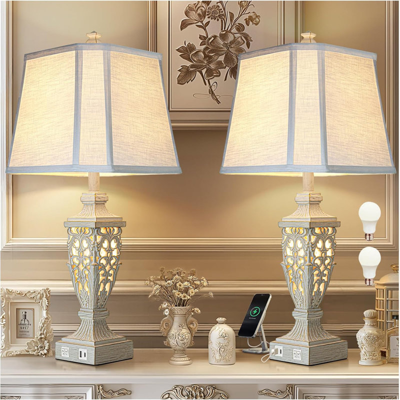 Bedlight With White Linen Cut Corner Lampshade