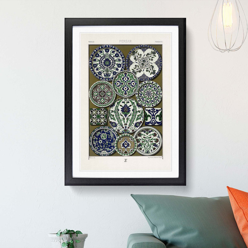 A Persian Pattern by Albert Racinet - Picture Frame Painting Print, 36cm H x 27cm W x 2cm D, Black Framed