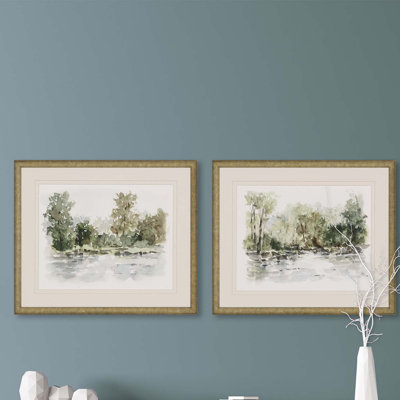 «Wooded Stream», ensemble de 2 peintures encadrées