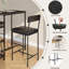 Ensemble de salle à manger 3 pièces, table de bar 36 pouces avec porte-bouteilles, 2 tabourets rembourrés, structure en métal, noir-651169737