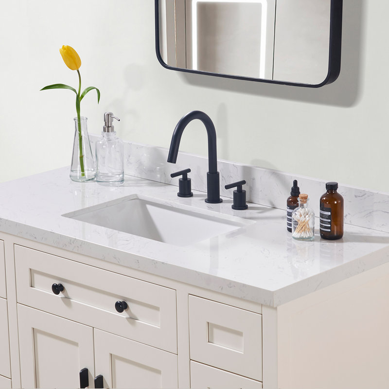 49" Aosta White Composite Stone Vanity Top with Ceramic Sink
