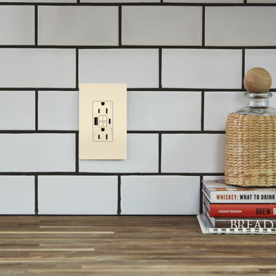 Radiant 15 Amp Tamper Resistant Self Test GFCI Outlet with 2.1 Amp USB A/C