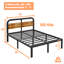 Lit plateforme très grand en métal noir avec tête de lit en bois massif foncé de 40 po, rangement sous le lit, support silencieux, aucun sommier tapissier requis-1026695244-1034755524