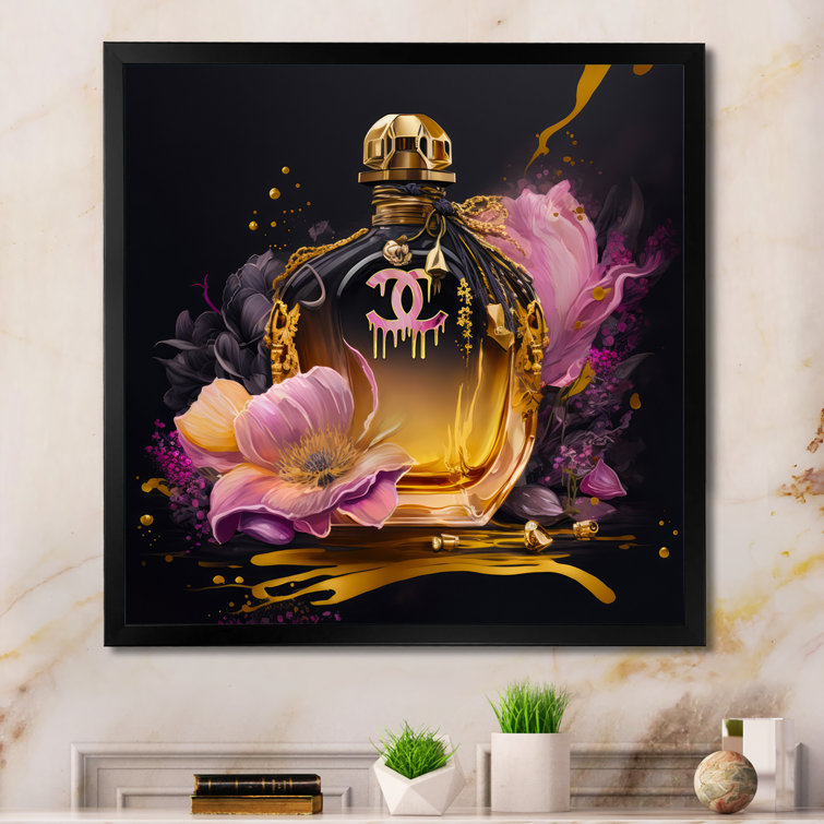 The Oliver Gal Artist Co. Fashion and Glam Framed Wall Art Canvas Prints  'Galaxy to Paris Parfum' Perfumes Home Décor, 30 in x 45 in