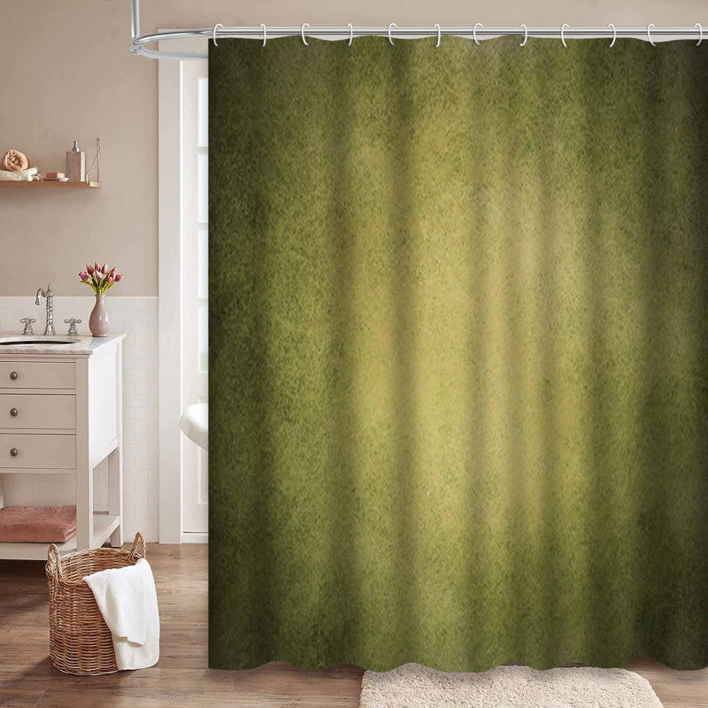 Rideau de douche vintage rétro vert vieilli grunge noir avec 12 crochets, L 72 po x l 84 po