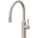 Davoli Pull-Down Kitchen Faucet with Button Sprayer - Low Arc Spout