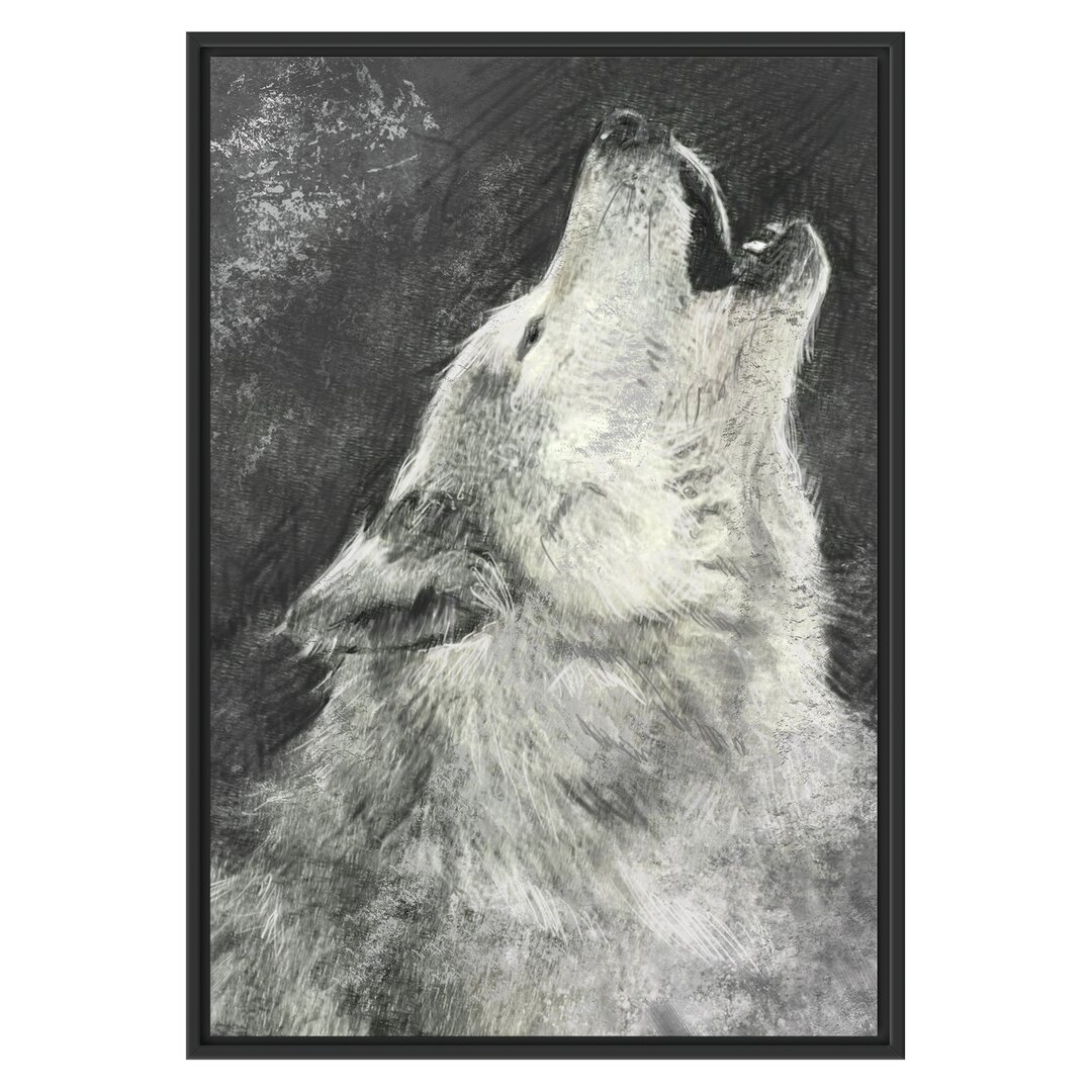 Gerahmtes Wandbild Heulender Wolf Kunst