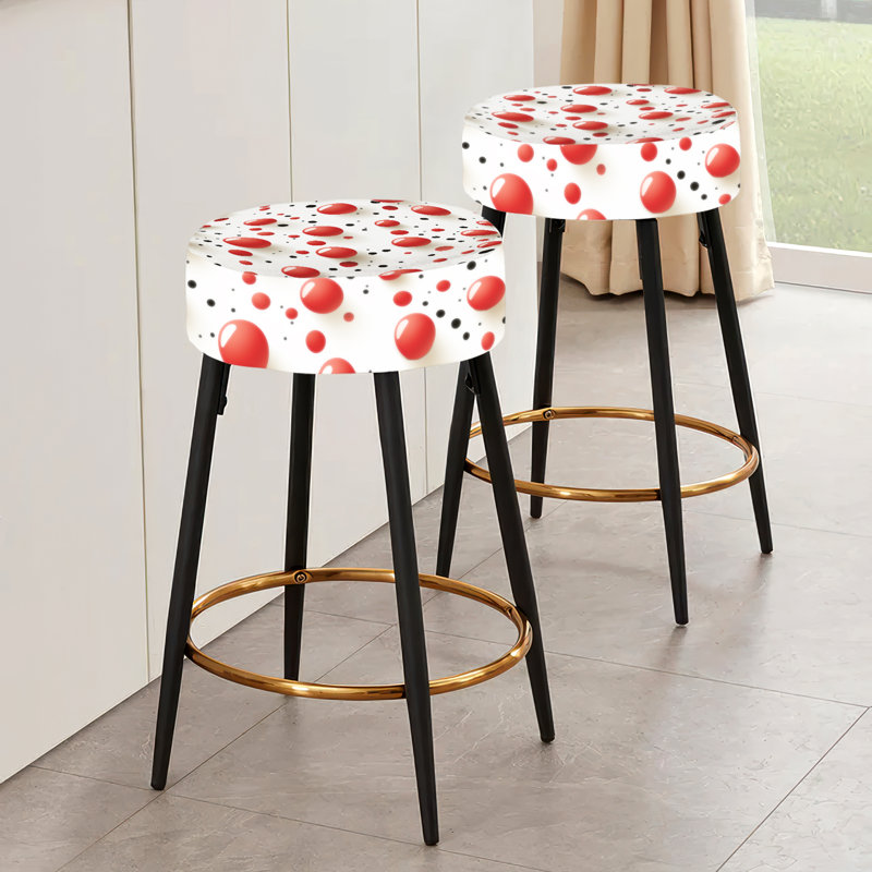 Ensemble de 2 tabourets de bar à pois rouges et blancs