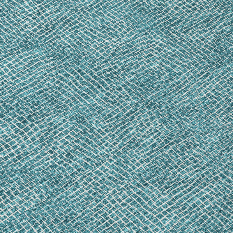 Teal Geometric Flat Woven Synthetic Indoor/Outdoor Rug 2'6" x 3'10"