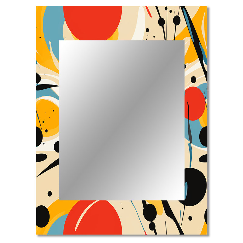 Hartart rouge Popart Lichtenstein Lines Matrix - grand miroir abstrait, décor de miroir mural moderne unique, art imprimé en métal