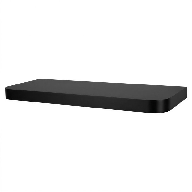 Harbour Housewares Rounded Wooden Floating Shelf - 60cm - White, Black