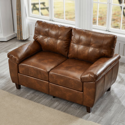 Brun de 59 po avec rangement, revêtement en cuir de polyuréthane respirant, grand accoudoir, poche à ressort et dossier de coussin