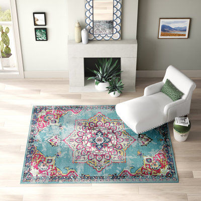 Tapis oriental bleu clair / rose Colfin