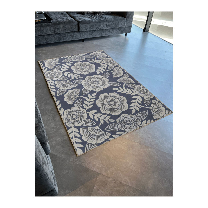 Tapis décoratif moderne à motif floral rose lavable à la machine, Sous-tapis rectangulaire de 3 pi 3 po x 4 pi 11 po