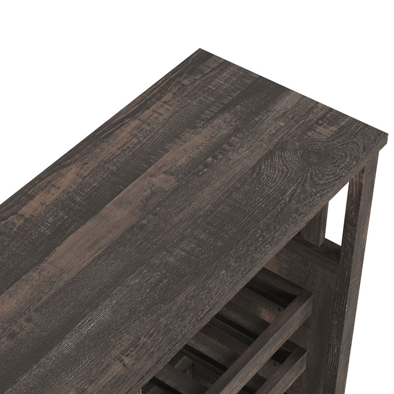 47” Rustic Brown Wine Bar Cabinet with Charging Station