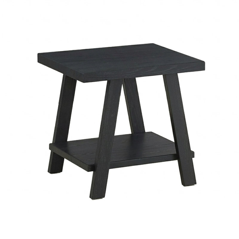 Table de bout avec rangement Angeleca, H 23 po x l 24 po x P 22 po, Noir / Noir