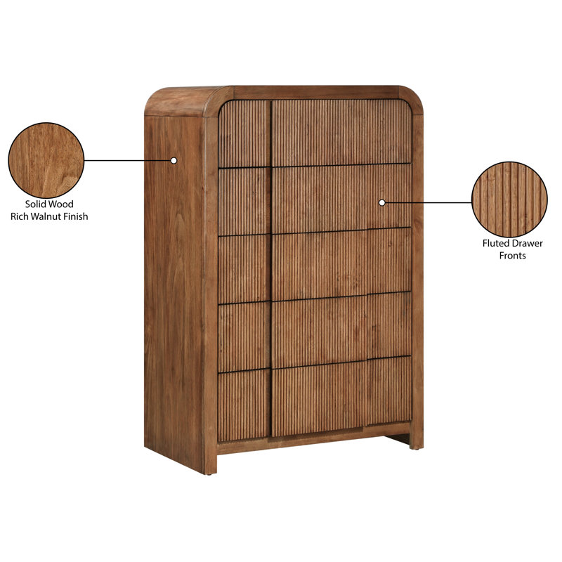Commode 5 tiroirs Ishaque, Noyer