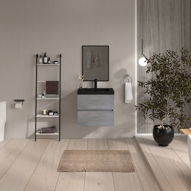 Meuble-lavabo mural simple 23,6 po avec comptoir en quartz, 24"