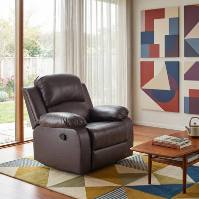 Brown Vegan Leather Manual Recling Chair