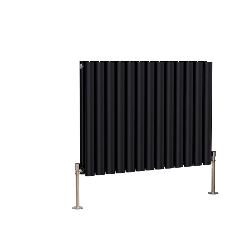 Shirly Horizontal Oval Panel Radiators, Normal Black, 60cm H x 76.7cm W, 2