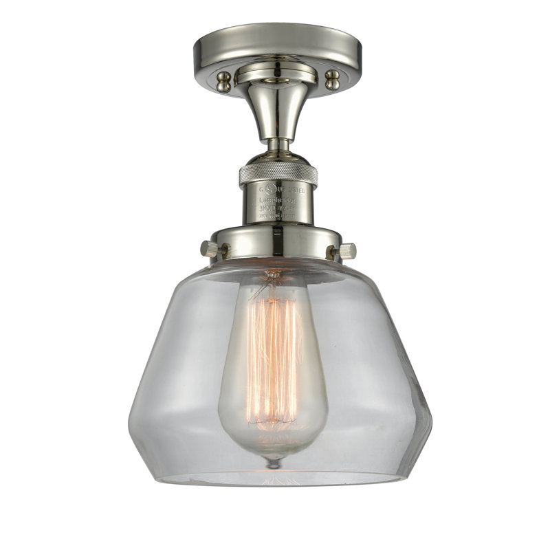 Chill Glass Semi Flush Mount, Polished Nickel, Clear